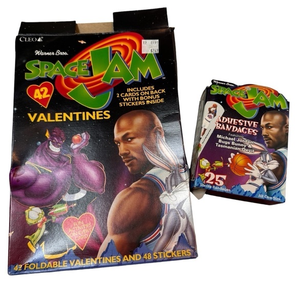 Space Jam Band-Aids and Valentines kit Michael Jordan Looney Tunes Vintage 1996 - Picture 1 of 11